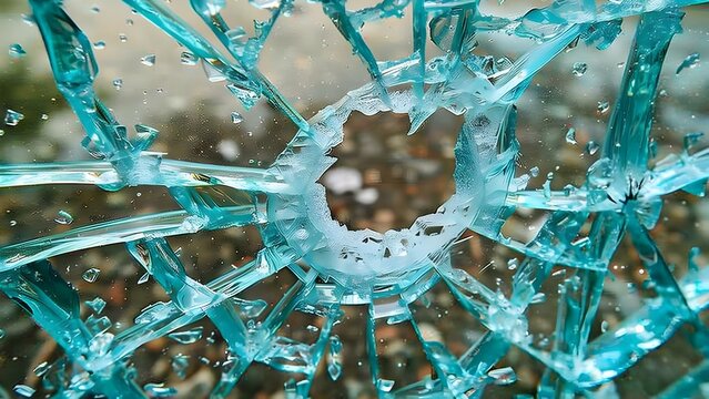 Symbolism of Vandalism and Break-Ins Through a Broken Glass Window. Concept Deviant Behavior, Social Commentary, Urban Decay, Broken Glass Symbolism