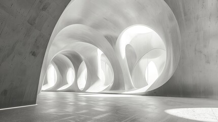 Sculpted architectural forms creating a serene atmosphere of vastness and comfort