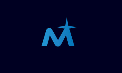 M Logo Star Simple Modern Clean Blue 