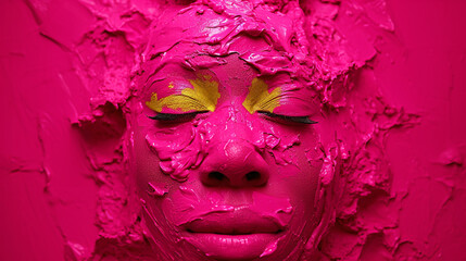 eyes of the person with pink paint 