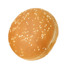 One fresh burger bun isolated on white