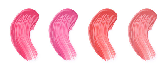 Lip gloss in different colors. Set of smears