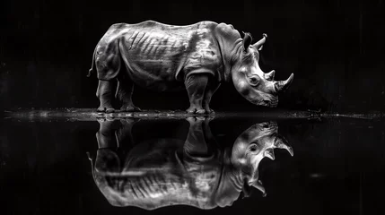 Foto op Canvas Rhino Reflection, Water Mirror © Kordiush