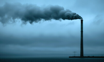 A chimney spewing smoke, environmental theme poster