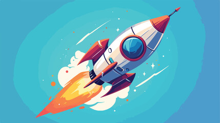 Rocket space ship icon in comic style. Spaceship ve