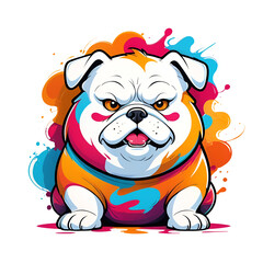 Graffiti abstract cartoon fat dog logo for t-shirt