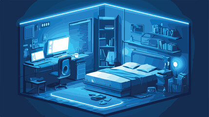 Room service blue glowing neon ui ux icon. Glowing