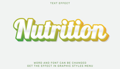 Nutrition text effect template in 3d design