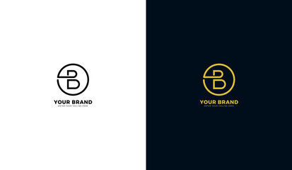 Line letter B logo. Letter B icon, circle, simple. vector illustration design