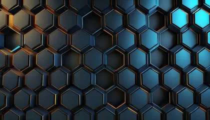 Fotobehang a seamless repetition of black and blue hexagons, meticulously arranged and modern background illustration suitable for various design pattern with hexagon © Sajjad-Farooq-Baloch