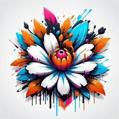 Graffiti abstract flowers logo modern art for t-shirt