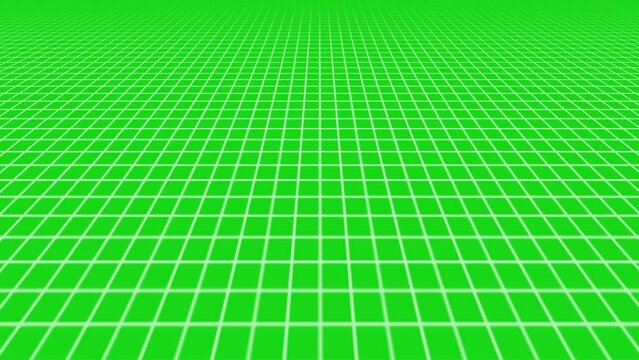 Grid white small line movement from bottom to top on green screen