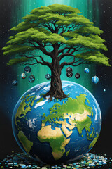 Tree supporting earth day for green practices