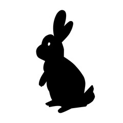 Black bunny silhouette collection, Various bunny poses isolated on white background. Ideal for Easter, pet themes, Creative designs, Minimalist rabbit vector, Modern elegance.