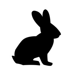 Black bunny silhouette collection, Various bunny poses isolated on white background. Ideal for Easter, pet themes, Creative designs, Minimalist rabbit vector, Modern elegance.