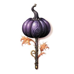 Obraz premium Illustration of a black and purple pumpkin on a white background.