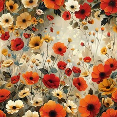 Romantic Floral Print: Vibrant and Modern Botanical Art