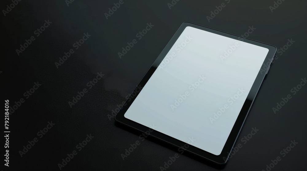 Poster blank mockup of a tablet designed for professionals with powerful computing capabilities and securit