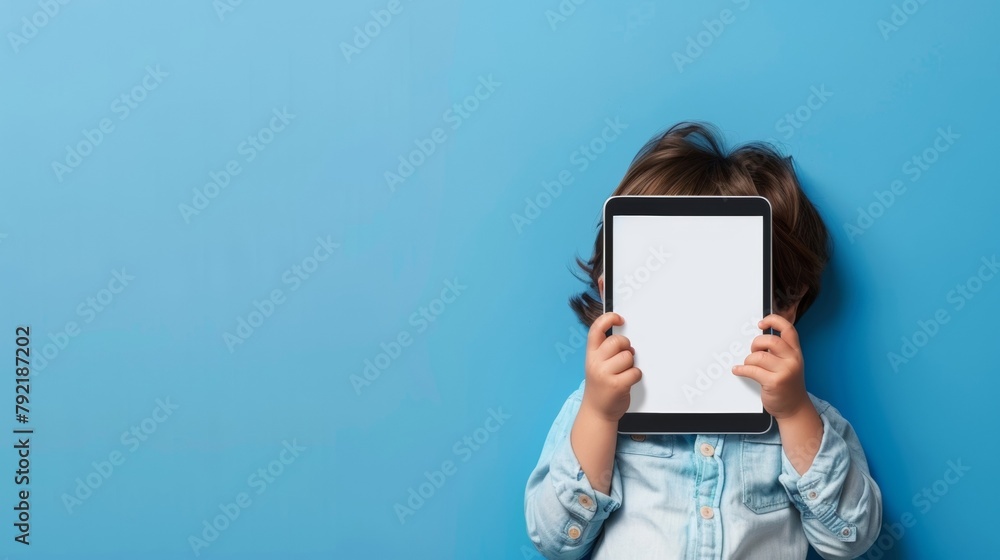 Poster blank mockup of an ereader specifically designed for children with parental controls and a durable c