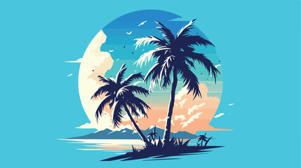 Fototapeta na wymiar Palm tree summer illustration logo template vector