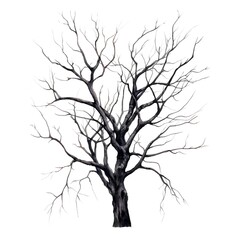 Dead tree isolated on white background. Hand drawn sketch. Vector illustration.