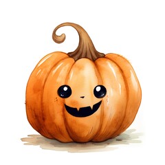 watercolor halloween pumpkin on white background, illustration for your design