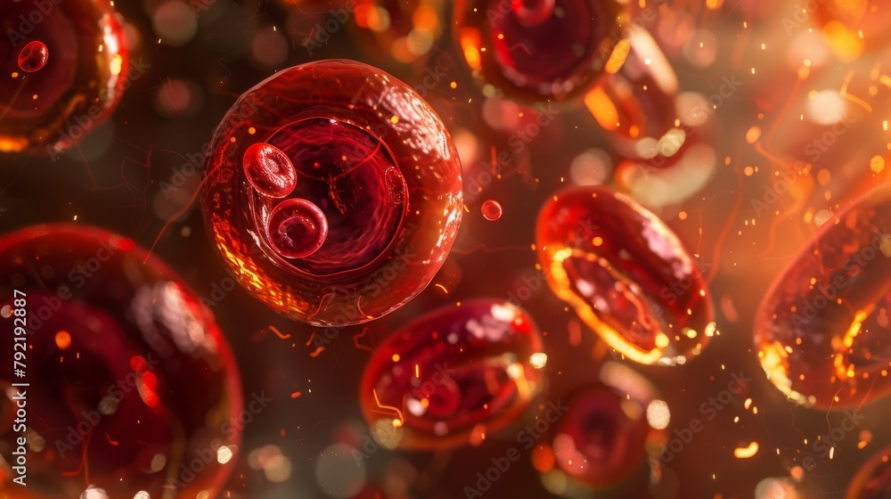 Poster in this image several platelets can be seen undergoing a transformation changing their shape from ro