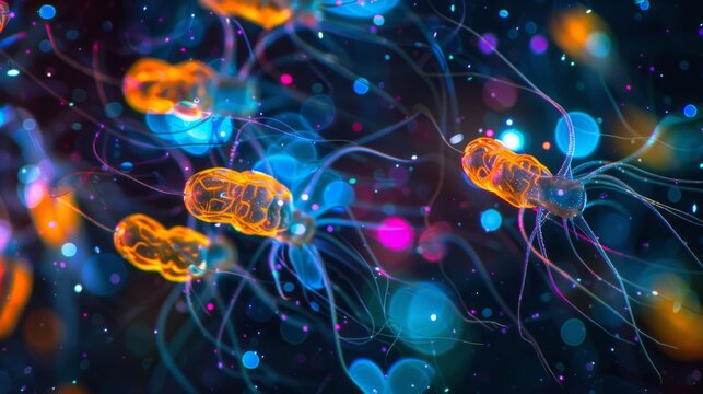 A vibrant image of euglenoid movement captured through timelapse microscopy showing the rapid beating of their flagella as they swim