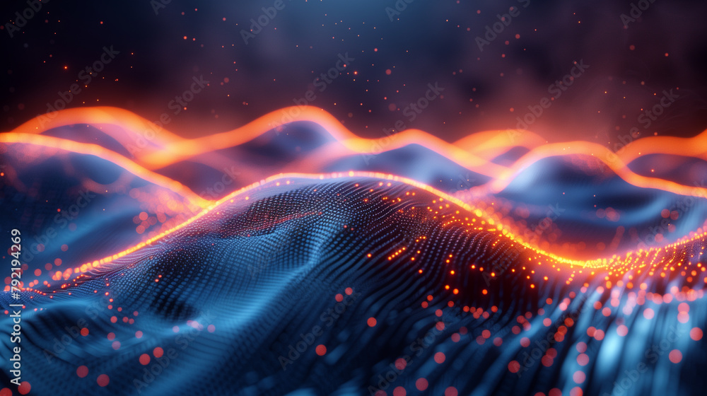 Poster abstract background with 3d sound waves visualization, modern wallpaper or business presentation bac