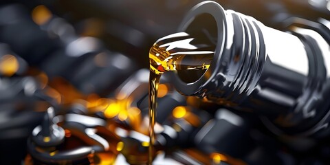 Pouring Changing Car Engine Oil Detailed and High-Quality Guide - obrazy, fototapety, plakaty
