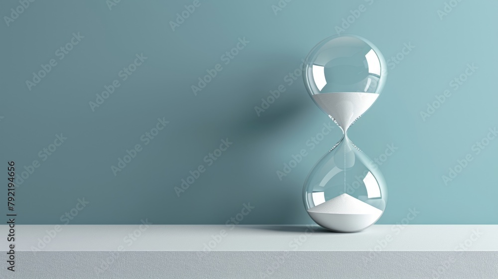 Poster blank mockup of a unique hourglass wall clock adding an unconventional twist to traditional timepiec