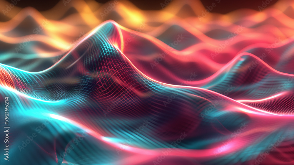 Poster abstract background with 3d sound waves visualization, modern wallpaper or business presentation bac