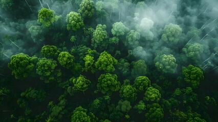 Deforestation seen from satellite shows loss of carbon sinks impacting climate. Concept Deforestation, Carbon Sinks, Climate Change, Satellite Imagery, Environmental Impact