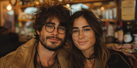 Fototapeta premium Man and Woman Posing Together