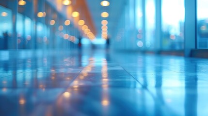 Fototapeta premium Blurry People Walking Down Hallway