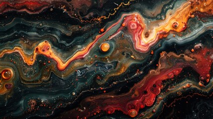 Close Up of Black and Red Marble - obrazy, fototapety, plakaty