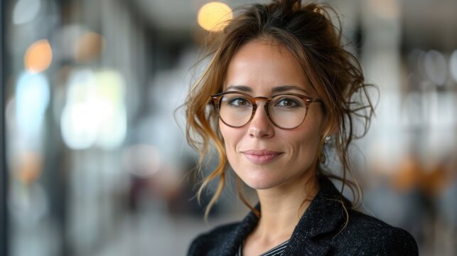 Woman in Glasses at Building