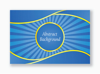 Abstract sunburst with curved pattern blue background and gold combination with circle frame