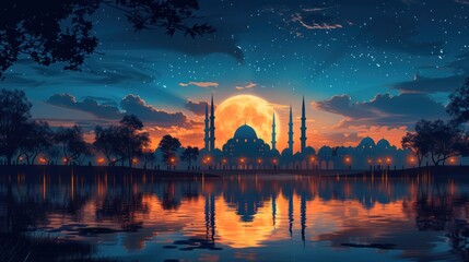 Ramadan Mubarak Social Media Banner - obrazy, fototapety, plakaty