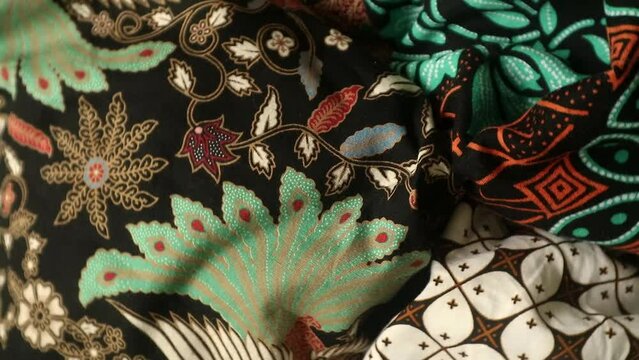 Spinning batik fabric, Indonesia unique pattern textile, textured textile background