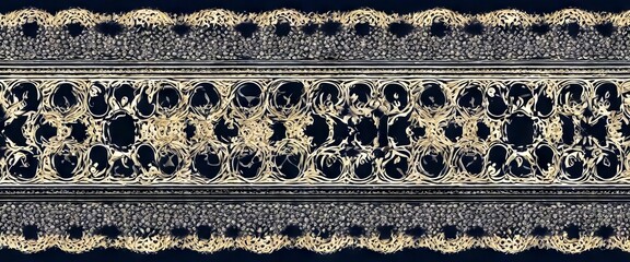 'design Floral Kaleidoscope Print Geometry Dressing Black Pattern seamless Glamure Golden Ethnic...