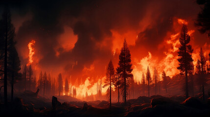 catastrophe of Forest burning down