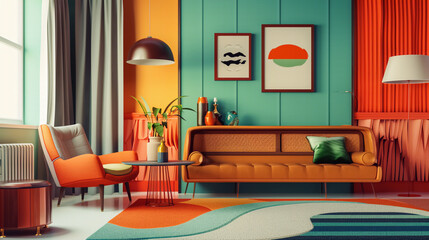 Stylish living room with a comfortable sofa, coffee table, and armchair for a luxurious modern feel