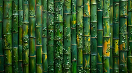 Fotobehang bamboo wall background © Anuson