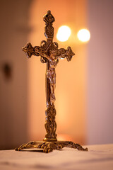 jesus on cross, bronze cross, cross close-up, religious background, blurred background, jesus on the cross, the church, catholic church, religious decoration

