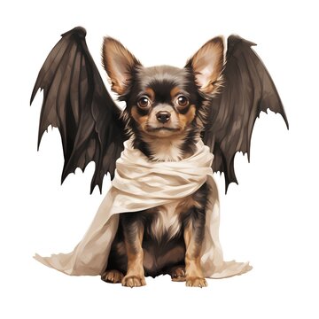 Chihuahua dog with wings isolated on a white background.