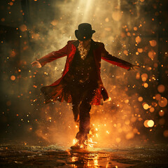 Moulin rouge girl dancing on a table, full body pose, dancing big scene