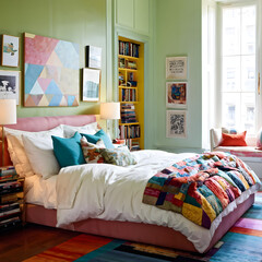 interior of a colorful bedroom