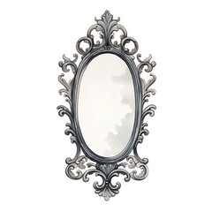 Vintage mirror isolated on white background. Watercolor hand drawn illustration