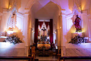 interior of the church of st mary, altar of the church, interior of church, altar in church, church in the night, church in the night